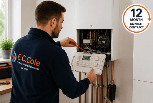 12 month annual contract. A team member provides central heating repairs Portsmouth.