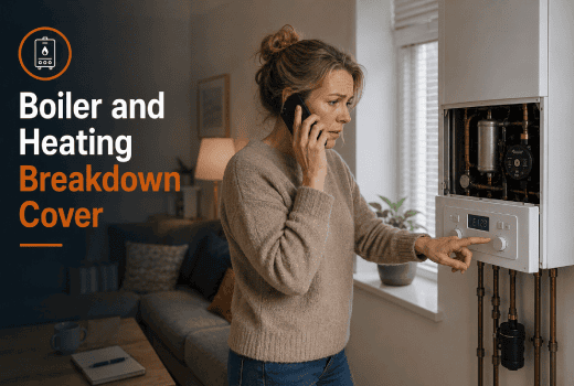 Woman calling for boiler repairs emergency.