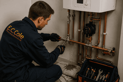 Repairing a boiler. Just look for 'central heating engineers near me'.